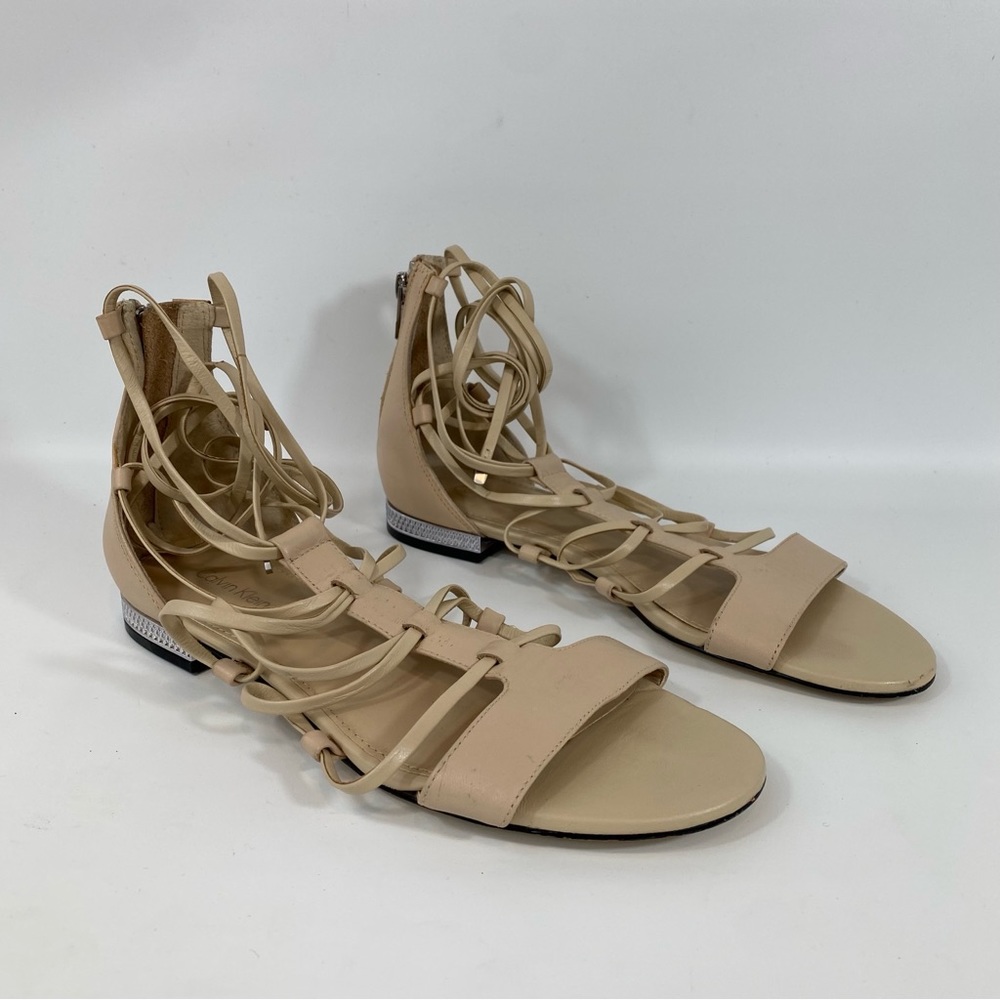 Calvin Klein Elina Strappy Lace Up Flat Sandals
